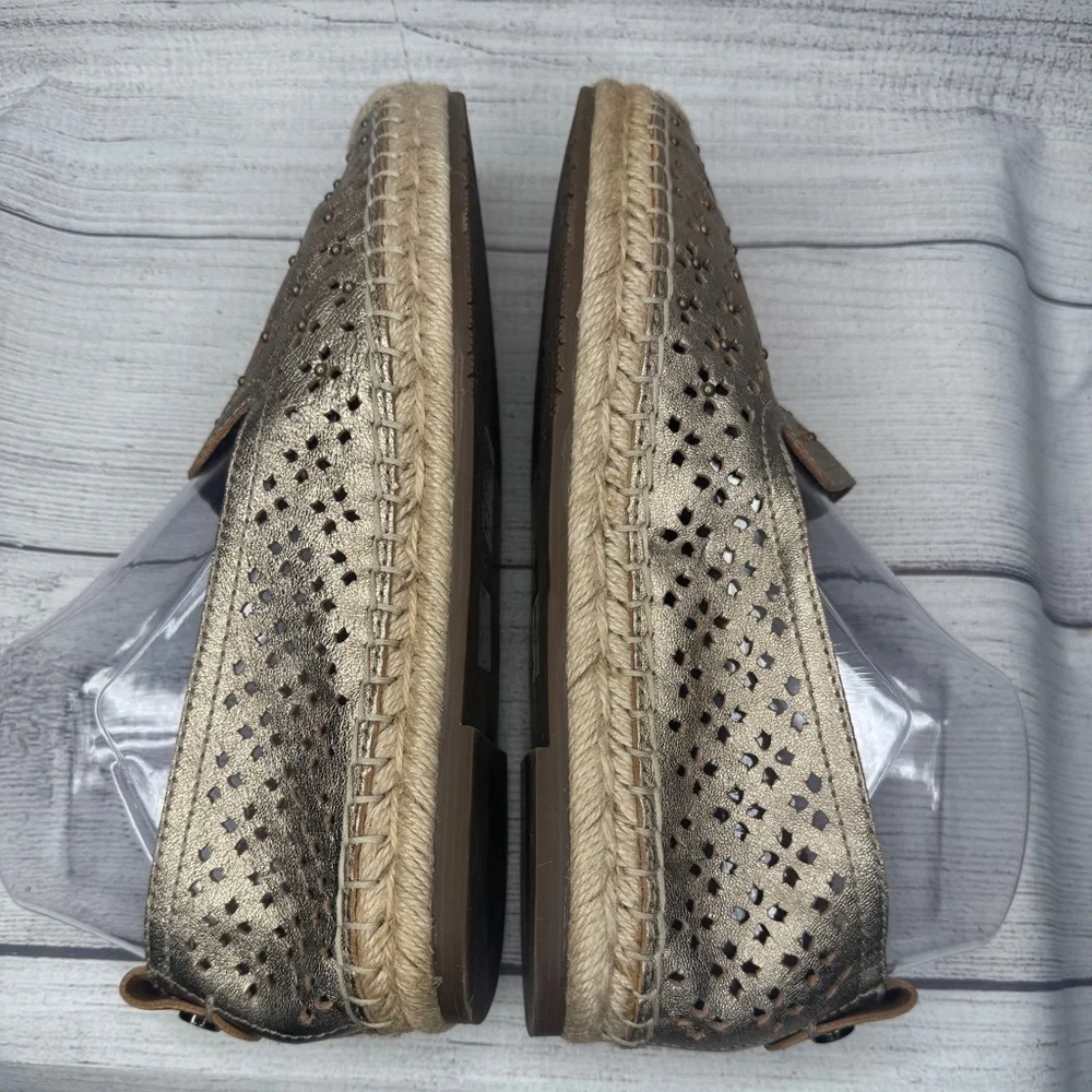 Patricia Nash Women Espadrille Flats‎ Elena Size US 8.5M Pale Gold Leather